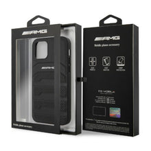 Заредете изображение във визуализатора на галерията – AMG AMHCP12MGSEBK iPhone 12/12 Pro 6,1" czarny/black hardcase Leather Debossed Lines - TopMag
