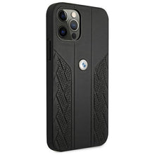 Заредете изображение във визуализатора на галерията – Etui BMW BMHCP12LRSPPK iPhone 12 Pro Max 6,7" czarny/black hardcase Leather Curve Perforate - TopMag
