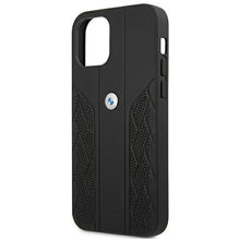 Заредете изображение във визуализатора на галерията – Etui BMW BMHCP12LRSPPK iPhone 12 Pro Max 6,7" czarny/black hardcase Leather Curve Perforate - TopMag
