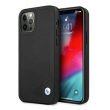 Заредете изображение във визуализатора на галерията – Etui BMW BMHCP12MRCDPK iPhone 12/12 Pro 6,1" czarny/black hardcase Leather Deboss - TopMag
