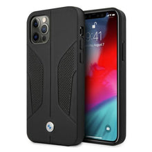 Заредете изображение във визуализатора на галерията – Etui BMW BMHCP12MRSCSK iPhone 12/12 Pro 6,1" czarny/black hardcase Leather Perforate Sides - TopMag
