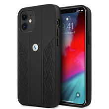 Заредете изображение във визуализатора на галерията – Etui BMW BMHCP12SRSPPK iPhone 12 mini 5,4" czarny/black hardcase Leather Curve Perforate - TopMag
