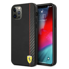 Заредете изображение във визуализатора на галерията – Ferrari FESAXHCP12LBK iPhone 12 Pro Max 6,7" czarny/black hardcase On Track Carbon Stripe - TopMag
