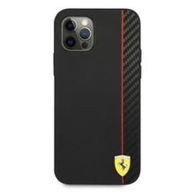 Заредете изображение във визуализатора на галерията – Ferrari FESAXHCP12LBK iPhone 12 Pro Max 6,7" czarny/black hardcase On Track Carbon Stripe - TopMag
