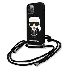 Заредете изображение във визуализатора на галерията – Karl Lagerfeld KLHCP12LWOSLFKBK iPhone 12 Pro Max 6,7" hardcase czarny/black Silicone Cord Iconik - TopMag
