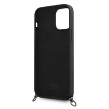 Заредете изображение във визуализатора на галерията – Karl Lagerfeld KLHCP12LWOSLFKBK iPhone 12 Pro Max 6,7" hardcase czarny/black Silicone Cord Iconik - TopMag
