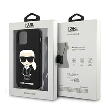 Заредете изображение във визуализатора на галерията – Karl Lagerfeld KLHCP12LWOSLFKBK iPhone 12 Pro Max 6,7" hardcase czarny/black Silicone Cord Iconik - TopMag
