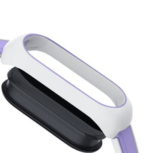Заредете изображение във визуализатора на галерията – Strap Dual Color replacement band strap for Xiaomi Mi Band 6 / 5 / 4 / 3 white-purple - TopMag
