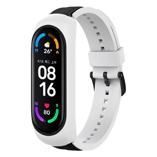 Strap Dual Color replacement band strap for Xiaomi Mi Band 6 / 5 / 4 / 3 White and black - TopMag