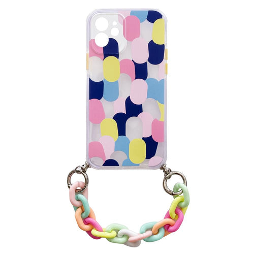 Color Chain Case gel flexible elastic case cover with a chain pendant for iPhone 12 multicolour - TopMag