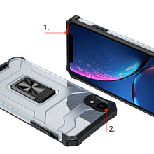Заредете изображение във визуализатора на галерията – Crystal Ring Case Kickstand Tough Rugged Cover for iPhone XR blue - TopMag
