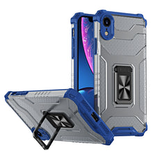 Заредете изображение във визуализатора на галерията – Crystal Ring Case Kickstand Tough Rugged Cover for iPhone XR blue - TopMag
