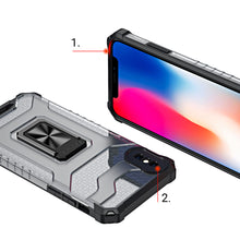 Заредете изображение във визуализатора на галерията – Crystal Ring Case Kickstand Tough Rugged Cover for iPhone XS / iPhone X black - TopMag
