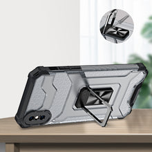 Заредете изображение във визуализатора на галерията – Crystal Ring Case Kickstand Tough Rugged Cover for iPhone XS / iPhone X black - TopMag
