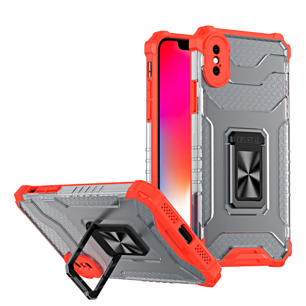 Crystal Ring Case Kickstand Tough Rugged Cover for iPhone XS Max red - TopMag