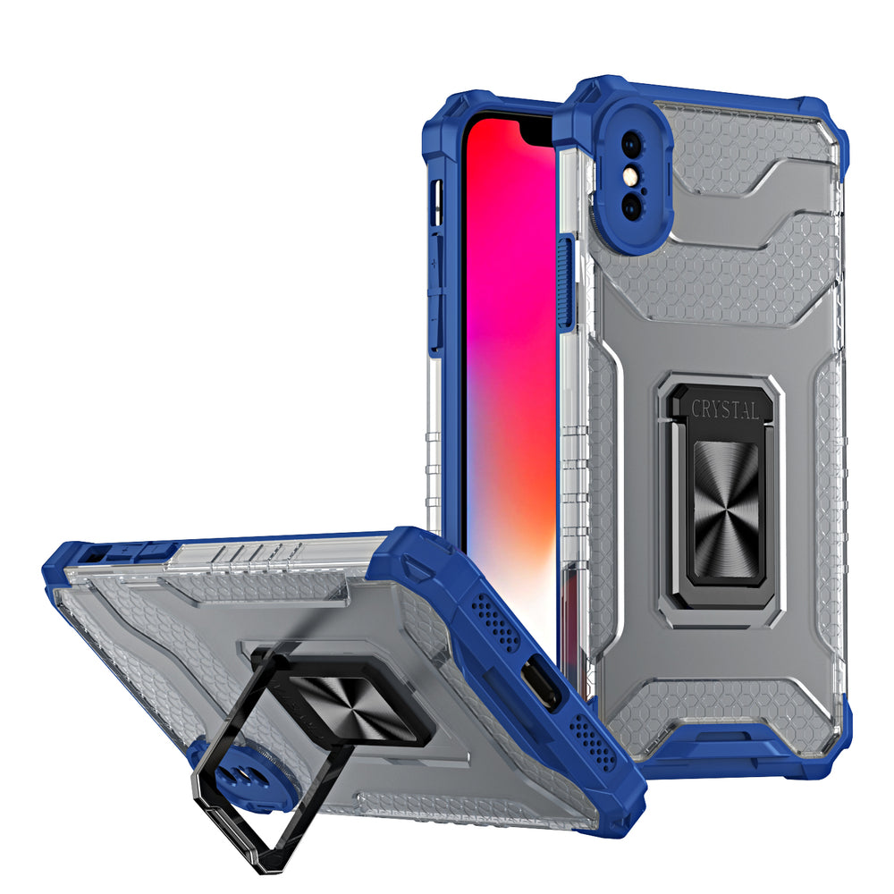 Crystal Ring Case Kickstand Tough Rugged Cover for iPhone XS Max blue - TopMag
