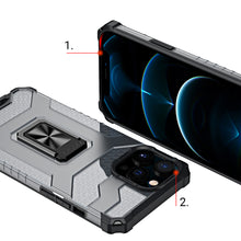 Заредете изображение във визуализатора на галерията – Crystal Ring Case Kickstand Tough Rugged Cover for iPhone 11 Pro Max black - TopMag
