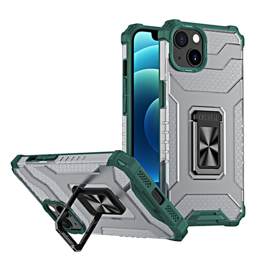 Crystal Ring Case Kickstand Tough Rugged Cover for iPhone 12 green - TopMag