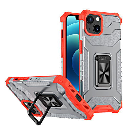 Crystal Ring Case Kickstand Tough Rugged Cover for iPhone 13 red - TopMag