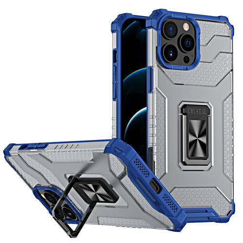 Crystal Ring Case Kickstand Tough Rugged Cover for iPhone 13 Pro blue - TopMag