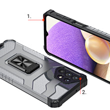 Заредете изображение във визуализатора на галерията – Crystal Ring Case Kickstand Tough Rugged Cover for Samsung Galaxy A32 5G red - TopMag
