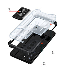 Заредете изображение във визуализатора на галерията – Crystal Ring Case Kickstand Tough Rugged Cover for Samsung Galaxy S21 5G black - TopMag
