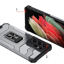 Заредете изображение във визуализатора на галерията – Crystal Ring Case Kickstand Tough Rugged Cover for Samsung Galaxy S21 Ultra 5G blue - TopMag
