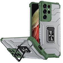 Заредете изображение във визуализатора на галерията – Crystal Ring Case Kickstand Tough Rugged Cover for Samsung Galaxy S21 Ultra 5G green - TopMag
