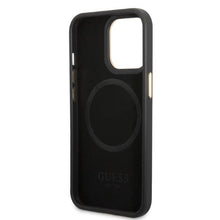 Заредете изображение във визуализатора на галерията – Guess GUHMP13LSAPSTK iPhone 13 Pro / 13 6.1" black/black hardcase Peony Logo Plate MagSafe
