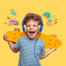 Заредете изображение във визуализатора на галерията – Joyroom on-ear headphones 3.5mm mini jack for children kids blue (JR-HC1 blue) - TopMag
