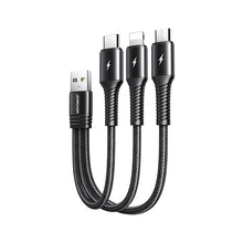 Заредете изображение във визуализатора на галерията – Joyroom 3in1 short cable USB cable - Lightning / USB Type C / micro USB 3.5A 15cm black (S-01530G9 LCM black) - TopMag
