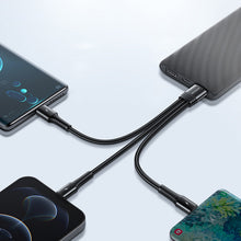 Заредете изображение във визуализатора на галерията – Joyroom 3in1 short cable USB cable - Lightning / USB Type C / micro USB 3.5A 15cm black (S-01530G9 LCM black) - TopMag
