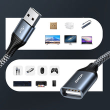 Заредете изображение във визуализатора на галерията – Joyroom USB 2.0 (female) - USB (male) Extension Cable 2m grey (S-2030N13 grey) - TopMag
