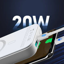 Заредете изображение във визуализатора на галерията – Joyroom Power Bank 10000mAh 20W Power Delivery Quick Charge 15W Magnetic Qi Wireless Charger for iPhone Compatible with MagSafe white (JR-W020 white) - TopMag
