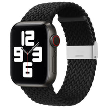 Заредете изображение във визуализатора на галерията – Strap Fabric Watch Band Ultra / 8/7/6 / SE / 5/4/3/2 (49mm / 45mm / 44mm / 42mm) Braided Fabric Strap Watch Bracelet Black (5) - TopMag
