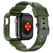 Заредете изображение във визуализатора на галерията – Kingxbar CYF106 2in1 Armored Case for Apple Watch SE, 8, 7, 6, 5, 4, 3, 2, 1 (41, 40, 38 mm) with strap green
