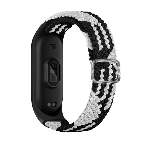 Strap Fabric replacement band strap for Xiaomi Mi Band 6 / 5 / 4 / 3 braided cloth bracelet black-white - TopMag