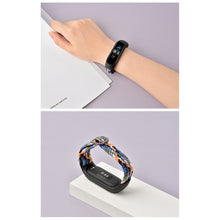 Заредете изображение във визуализатора на галерията – Strap Fabric replacement band strap for Xiaomi Mi Band 6 / 5 / 4 / 3 braided cloth bracelet white-pink - TopMag

