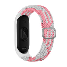 Заредете изображение във визуализатора на галерията – Strap Fabric replacement band strap for Xiaomi Mi Band 6 / 5 / 4 / 3 braided cloth bracelet white-pink - TopMag
