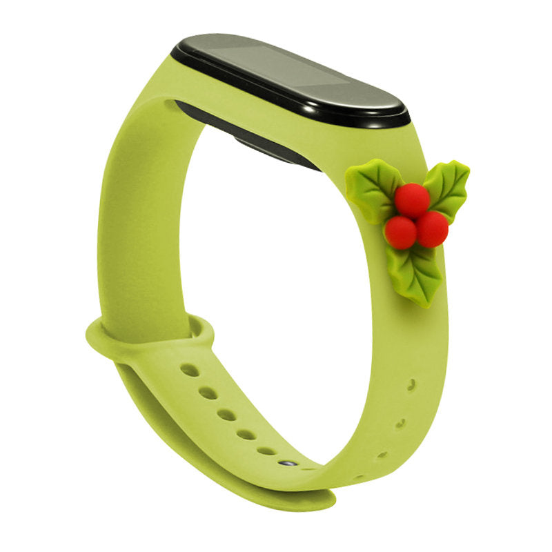 Strap Xmas Wristband for Xiaomi Mi Band 4 / Mi Band 3 Christmas Silicone Strap Bracelet Green (Mistletoe) - TopMag
