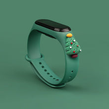 Заредете изображение във визуализатора на галерията – Strap Xmas Wristband for Xiaomi Mi Band 4 / Mi Band 3 Christmas Silicone Strap Bracelet Dark Green (Christmas Tree 2) - TopMag
