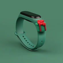 Заредете изображение във визуализатора на галерията – Strap Xmas Wristband for Xiaomi Mi Band 4 / Mi Band 3 Christmas Silicone Strap Bracelet Dark Green (Gift) - TopMag
