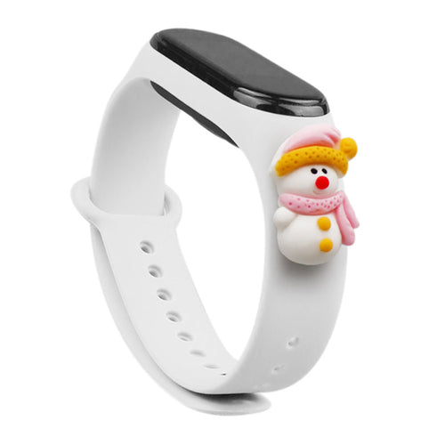 Strap Xmas Wristband for Xiaomi Mi Band 4 / Mi Band 3 Christmas Silicone Strap Bracelet White (Snowman 2) - TopMag
