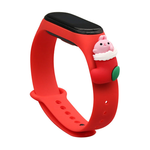 Strap Xmas Wristband for Xiaomi Mi Band 4 / Mi Band 3 Christmas Silicone Strap Bracelet Red (Santa 1) - TopMag