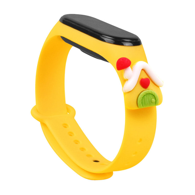 Strap Xmas Wristband for Xiaomi Mi Band 4 / Mi Band 3 Christmas Silicone Strap Bracelet Yellow (house) - TopMag