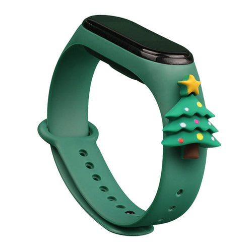 Strap Xmas Wristband for Xiaomi Mi Band 6 / Mi Band 5 Christmas Silicone Strap Bracelet Dark Green (Christmas Tree 1) - TopMag