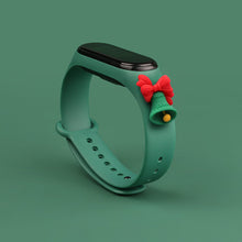 Заредете изображение във визуализатора на галерията – Strap Xmas Wristband for Xiaomi Mi Band 6 / Mi Band 5 Christmas Silicone Strap Bracelet Dark Green (Bell) - TopMag
