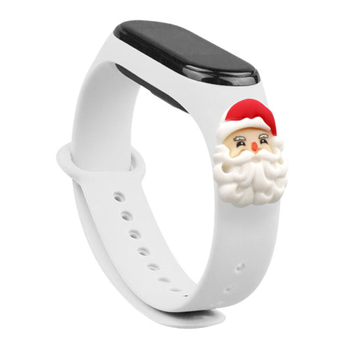 Strap Xmas Wristband for Xiaomi Mi Band 6 / Mi Band 5 Christmas Silicone Strap Bracelet White (Santa) - TopMag