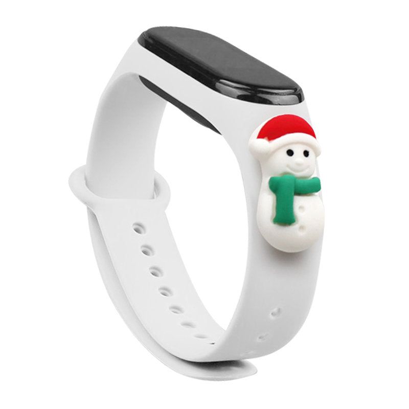 Strap Xmas Wristband for Xiaomi Mi Band 6 / Mi Band 5 Christmas Silicone Strap Bracelet White (Snowman 1) - TopMag