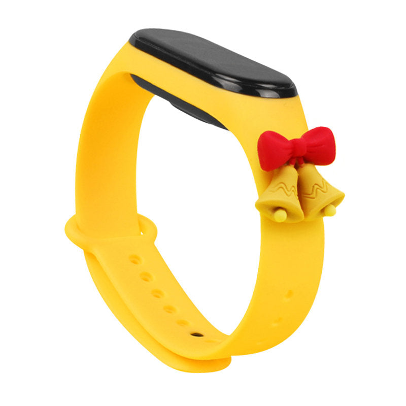 Strap Xmas Wristband for Xiaomi Mi Band 6 / Mi Band 5 Christmas Silicone Strap Bracelet Yellow (bells) - TopMag